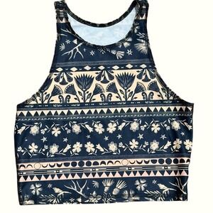 Teeki Tank Top XS S Moonflower Mermaid Floral Geometric Black Tan Boho Lounge
